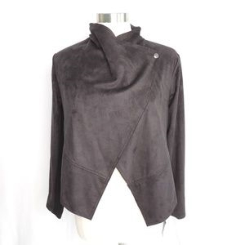 INC Black Faux Suede Moto Grunge Jacket